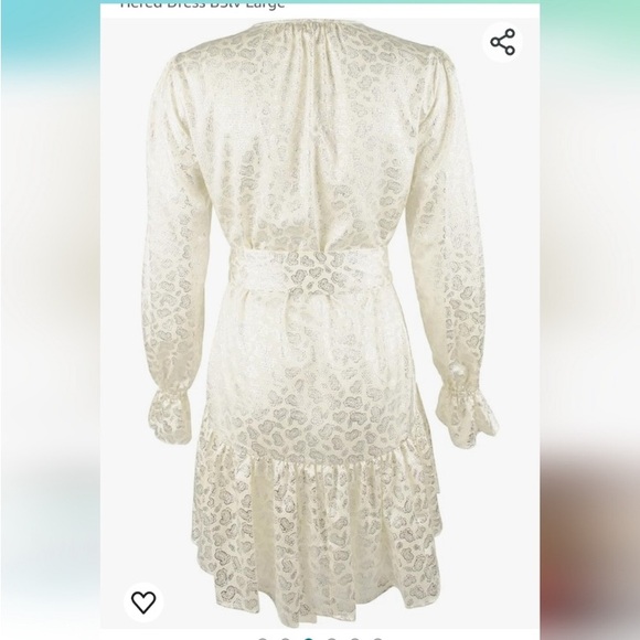 Michael Kors Foil Paisley Print V-Neck Tie Tiered Dress | X-Small | XS | Cream - Picture 9 of 16